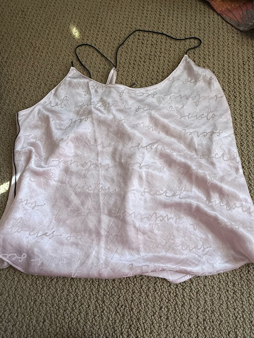 Victoria secret XLLight Pink Satin Cami with Script Detail